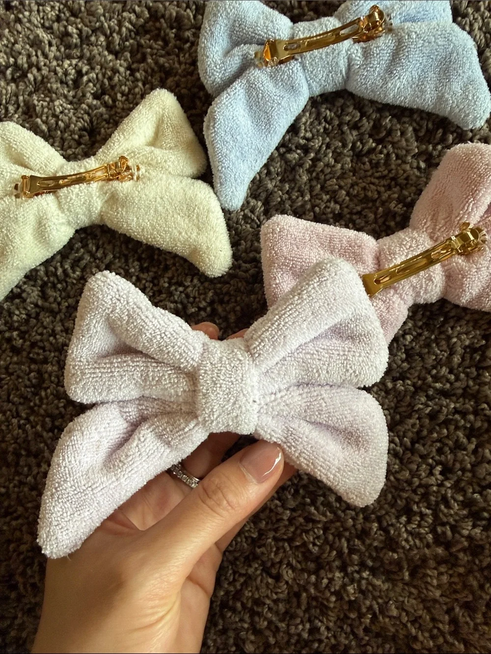 NWOT STONEY CLOVER LANE Terry Cloth bow clip barrette